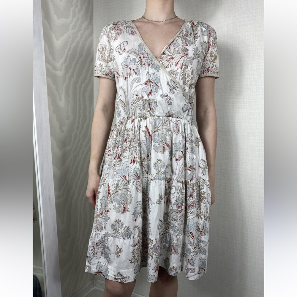 SOLD!! Etro Italian Made Ivory Floral & Paisley Dress - Sz 10-12 US (44 EU)